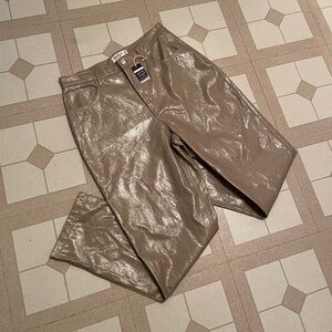 NEW! Abercrombie & Fitch Vegan Leather 90s High Rise 90 Straight Pants 32 14